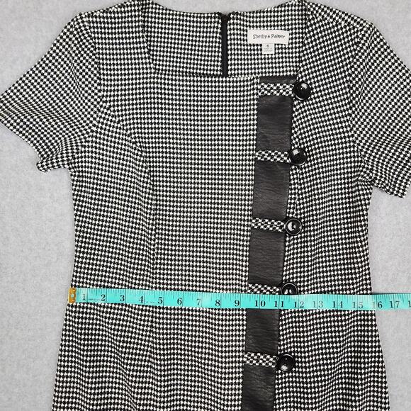 Shelby & Palmer Dress Size 8 Houndstooth Asymmetrical Faux Buttons - Picture 8 of 10